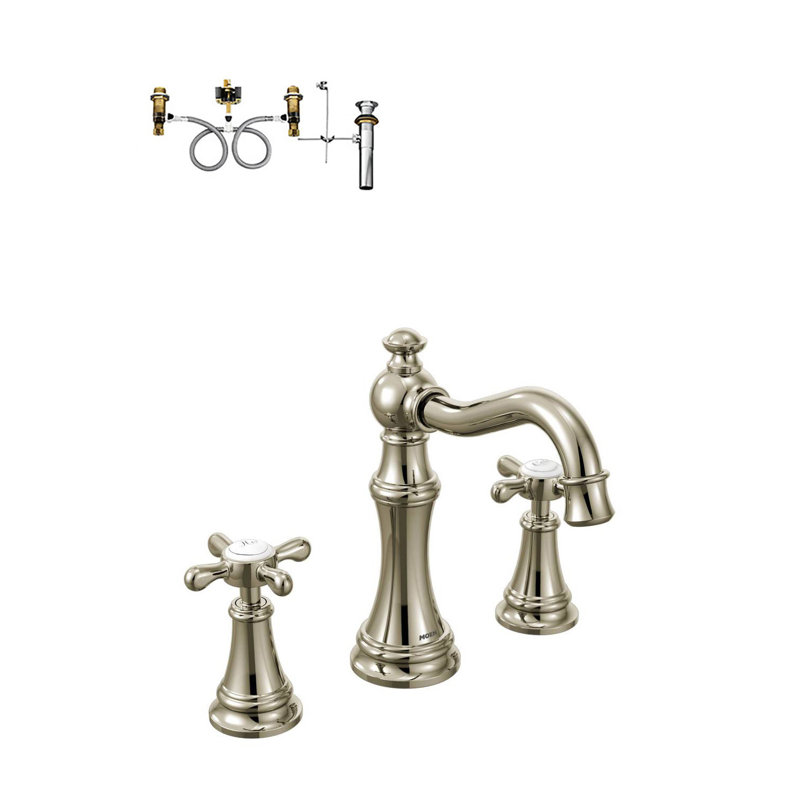 Moen Weymouth High Arc Brushed Nickel Lav Faucet Kit With Valve 9000